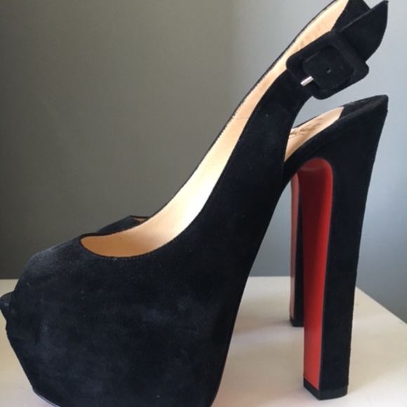 black suede platform heels